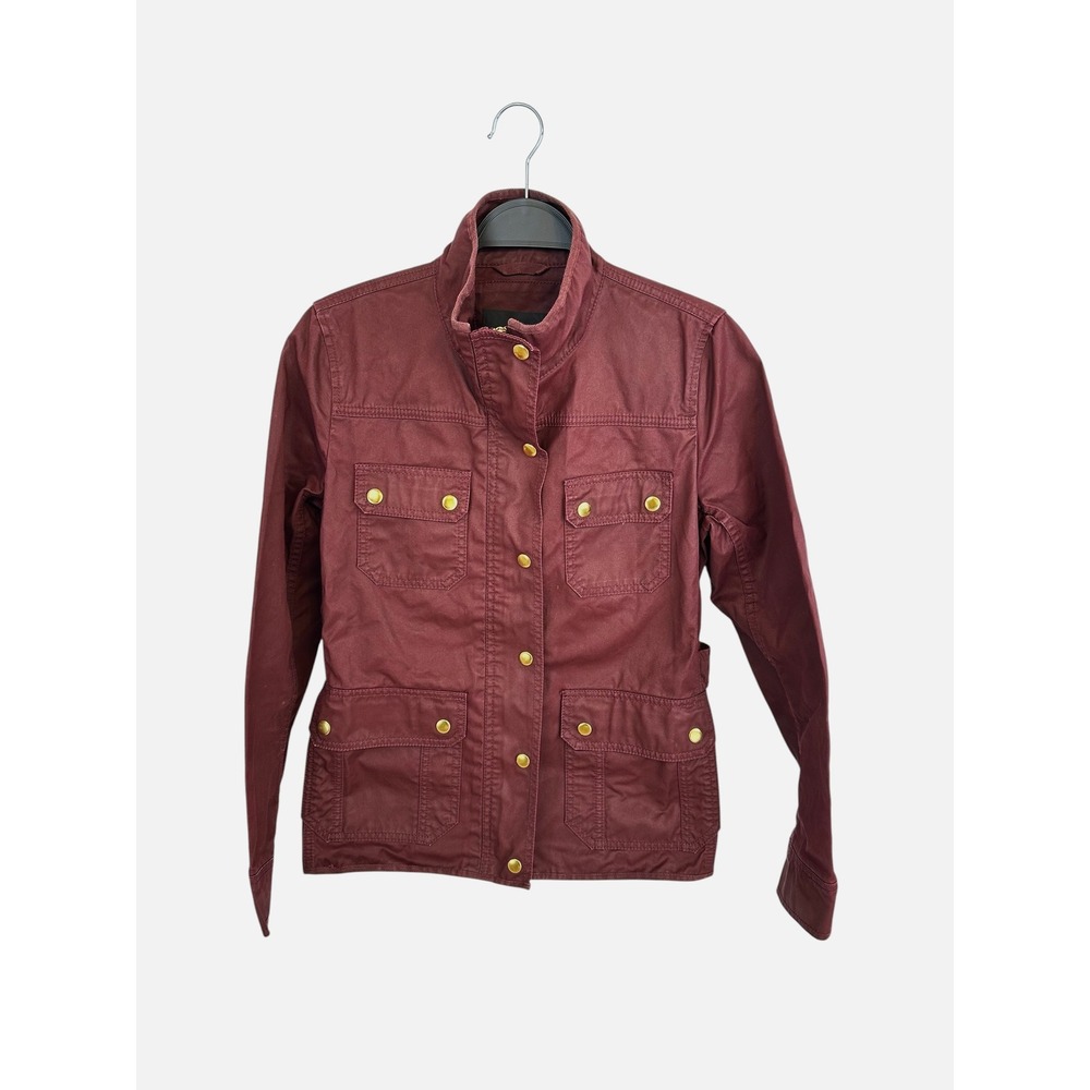 J.Crew The Downtown Field Jacket Burgundy Maroon Cotton Utility Coat 19034 S - Picture 2 of 9